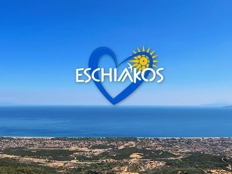 ESCHIAKOS Wanderreisen in Griechenland Logo und Griechenland Hintergrund